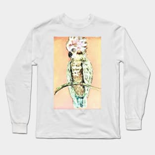 WHITE PINK COCKATOO PASTEL BACKGROUND Long Sleeve T-Shirt